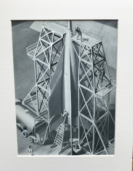 Mounted 1954 Assembling Satellite Rocket by RA Smith