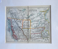 1890 Map of Dominion of Canada Western Provinces