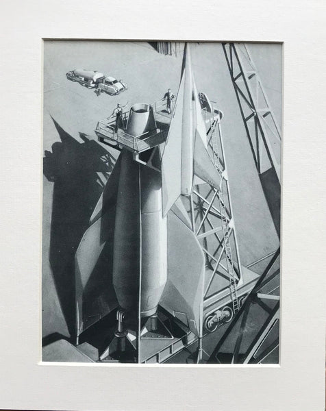 Mounted 1954 Mounting Winged Rocket in Booster Print by RA Smith