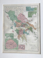 1853 Mounted Map of Greece by Johnston.