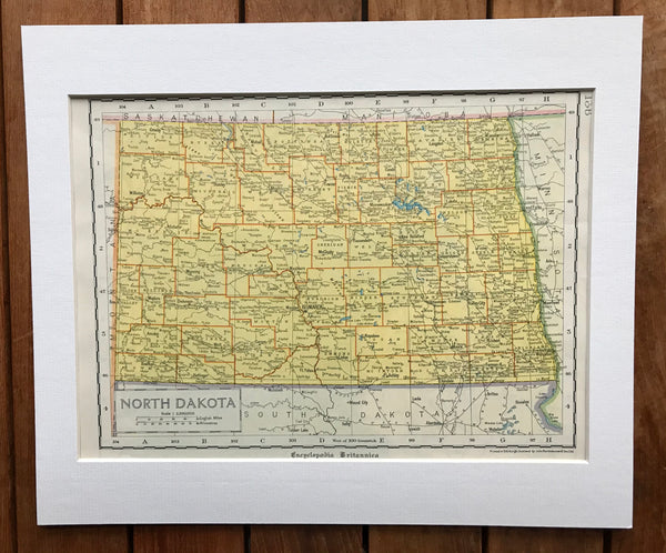 1936 Mounted Map of North Dakota.