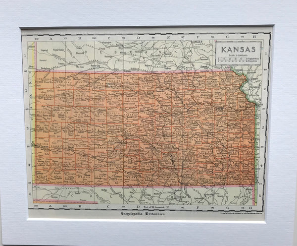 1936 Mounted Map of Kansas.