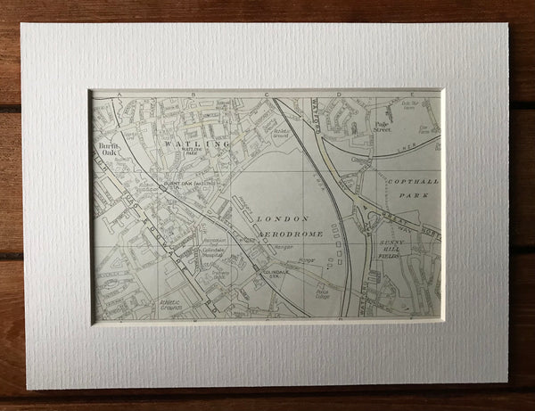 Small Mounted 1937 Map of Burnt Oak and Colindale.