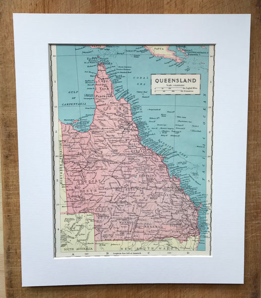 1936 Mounted Map of Queensland.