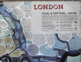 Framed 1943 Map of London showing Social and Functional Analysis.