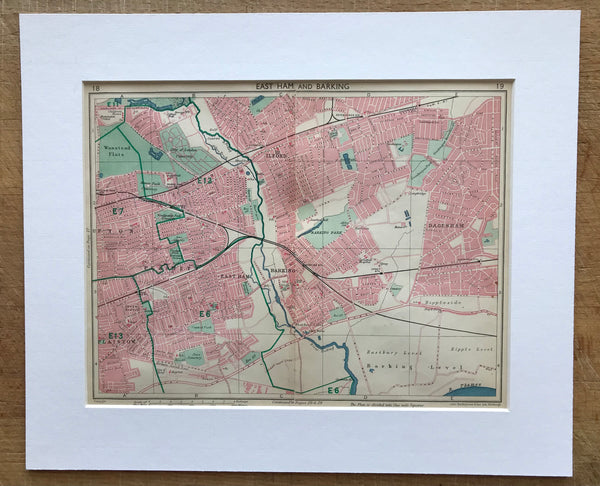 Mounted 1912 Street Plan of East Ham and Barking.