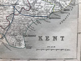 Mounted 1840 County Map of Kent.