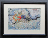 Framed 1943 Map of London showing Social and Functional Analysis.