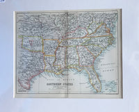 1890 Map of USA Southern States