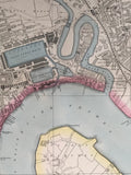 Mounted 1880 Large Street Plan of East India Dock and Greenwich Marshes by Bacon