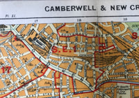Mounted 1920 Street Plan of Camberwell and New Cross.